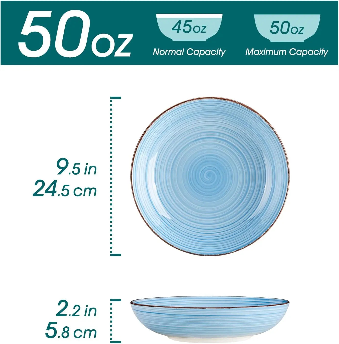 Bonita Set of 6, 50oz Large Salad Bowls