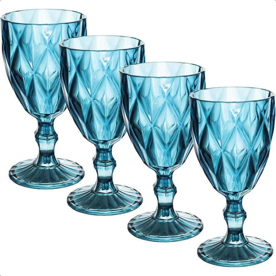 Set of 4 Plastic Reusable 12 Ounce Water Goblets