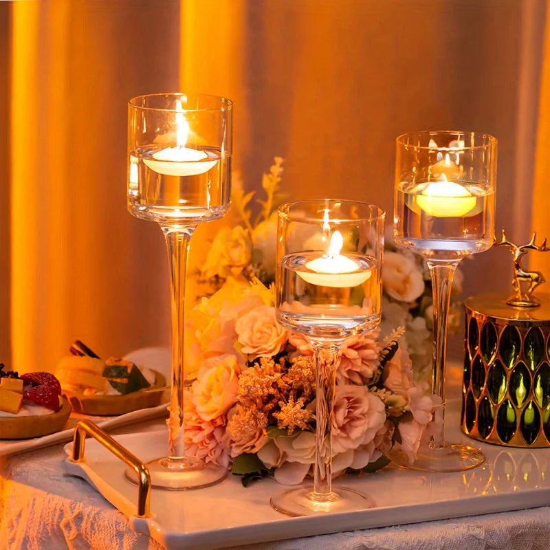 Set of 3/30 Tall Tea Light Glass Candle Holders