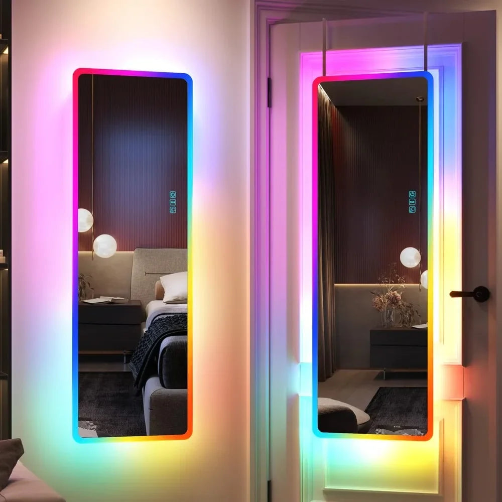 Full Length Wall Mounted Mirror with LED Lights