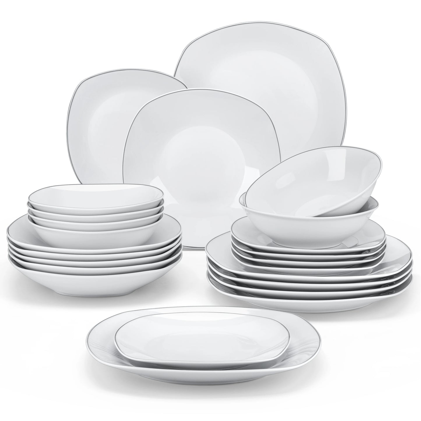 MALACASA ELISA 24/48 Piece Porcelain Dinnerware Set Service for 12/24 Person