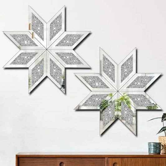 Snowflake Design Crushed Diamond Decorative Wall Mirror Set