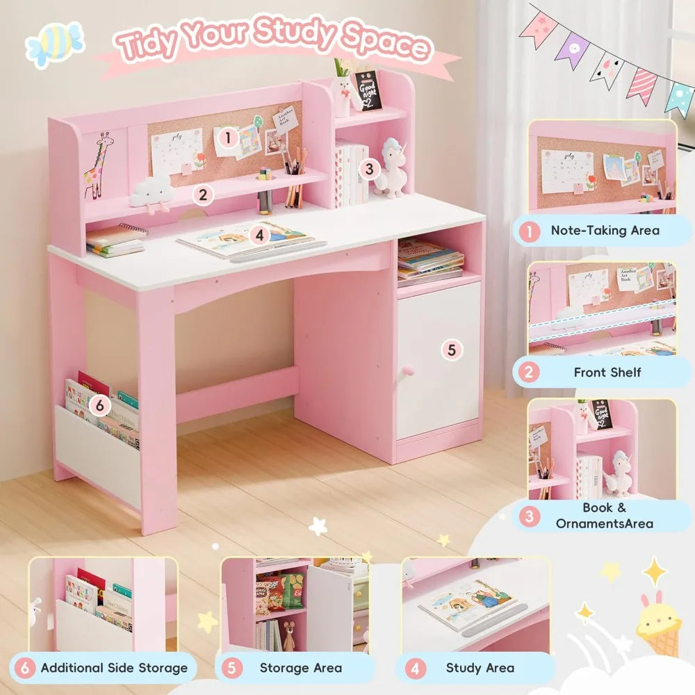 Kids' Tiltable Desktop Study Desk with Chair