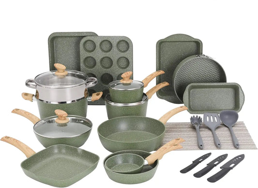 30 Piece Non Stick Granite Cookware & Bakeware Set