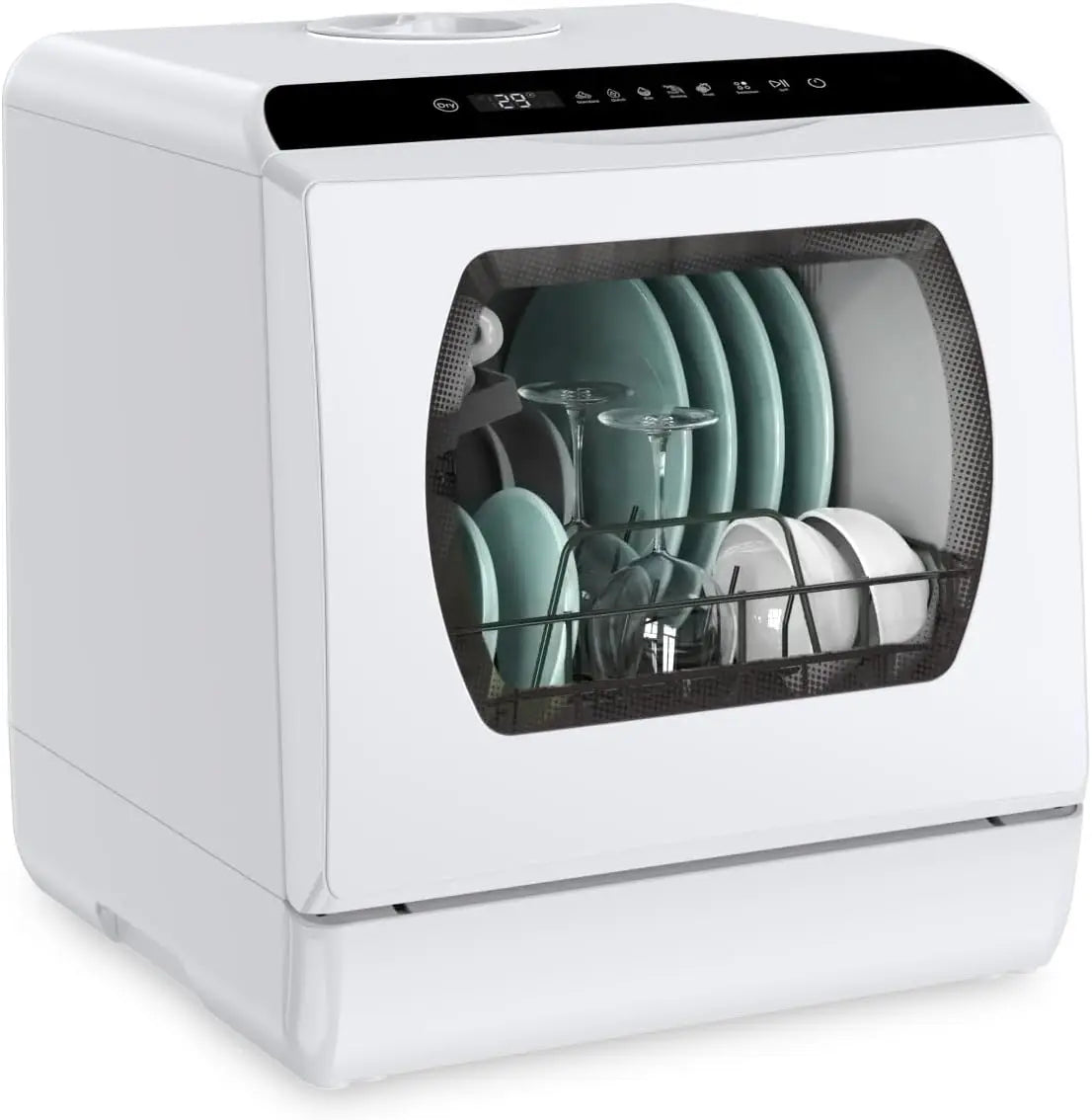 Portable Countertop Dishwasher with 5L Built-in Water Tank & Inlet Hose & 5 Washing Programs