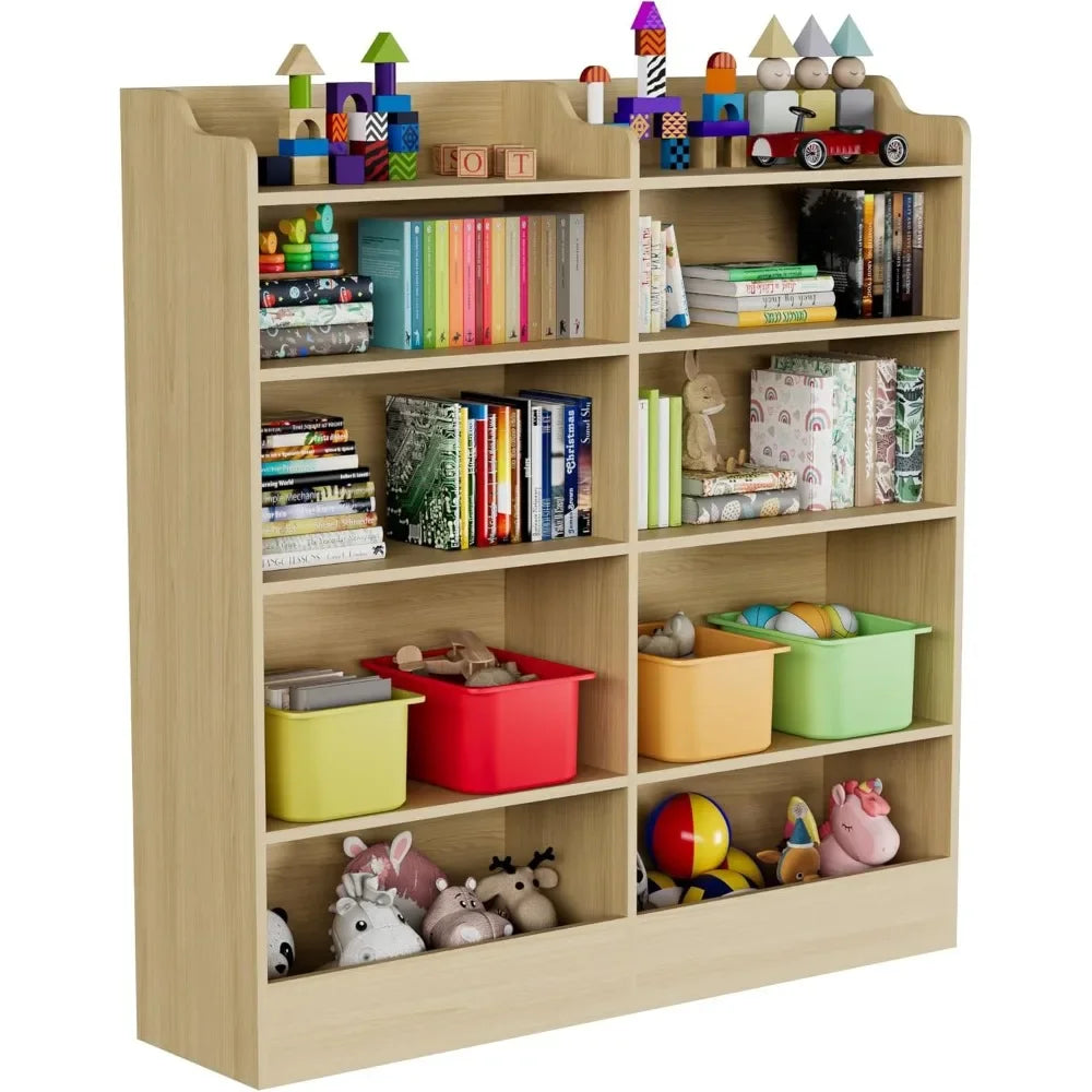 10 Cubbies Kids Bookcase Storage Cabinet for Playroom, Bedroom