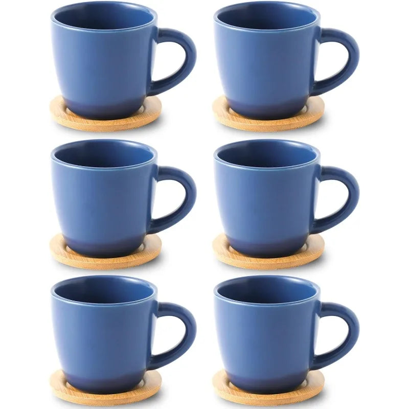 8 oz Ceramic Tea Cups and Saucers Set of 6