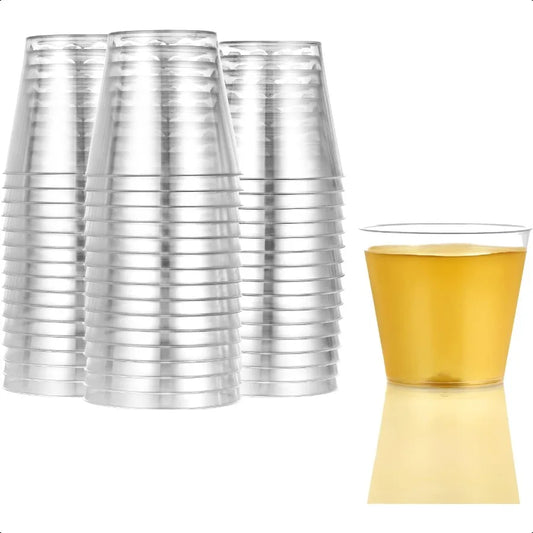 100 Count  Premium Clear Hard Plastic 1oz Disposable Cups