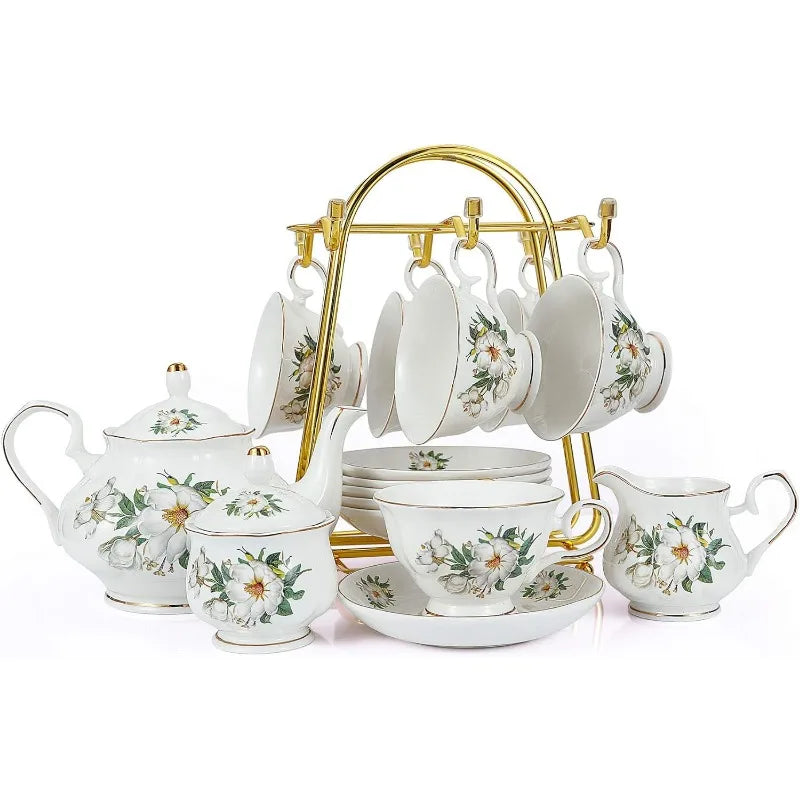 22-Piece Porcelain Ceramic Coffee/ Tea Gift Sets, Service for 6