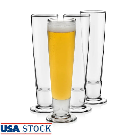 Set of 4 Heavy Base Pilsner Beer Glasses