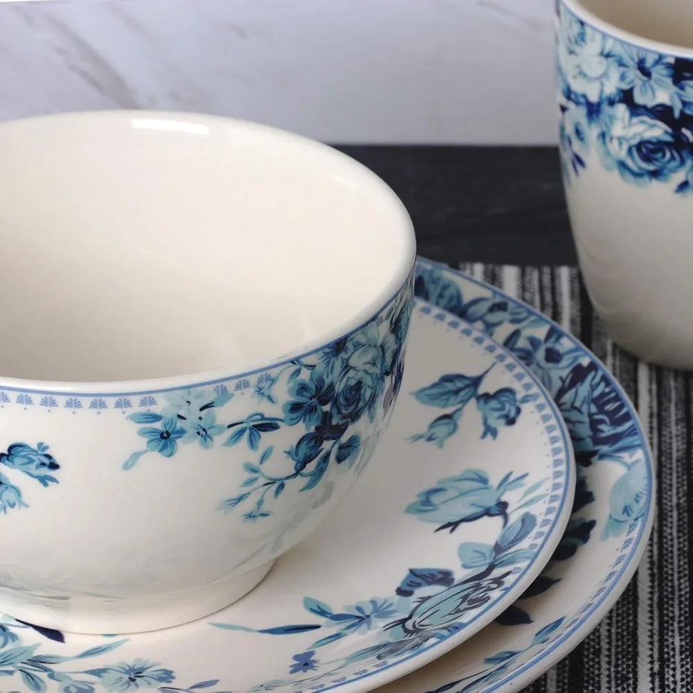 Traditional Blue And White 16 Piece Dinnerware Set