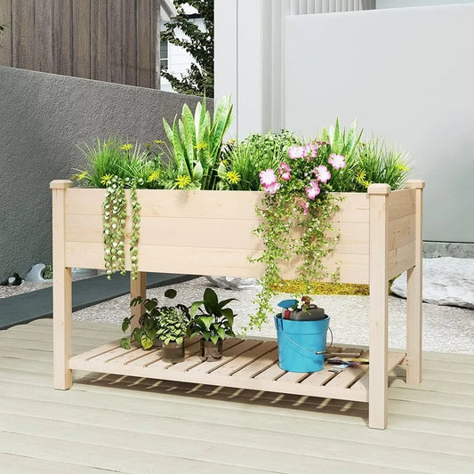 Outdoor Raised Garden Bed, Wood Planter Box