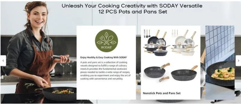 SODAY Nonstick Granite Cookware Sets I