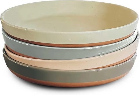 35oz, Ceramic Flat Pasta Bowl, Set of 4