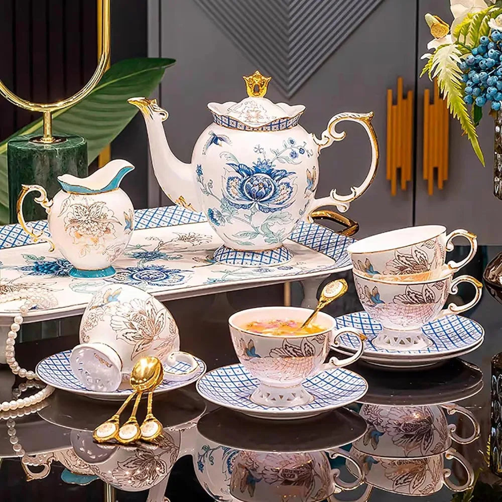 21-piece Elegant Bone China Tea Set