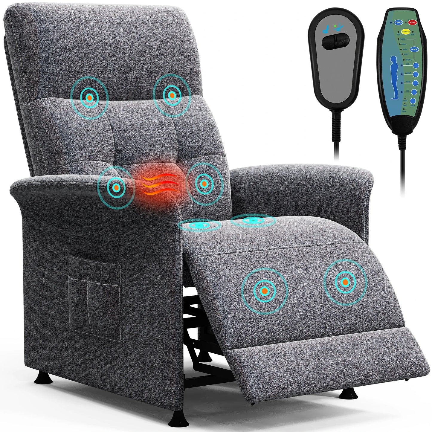 Adjustable Power Recliner Chair with Heat and Massage