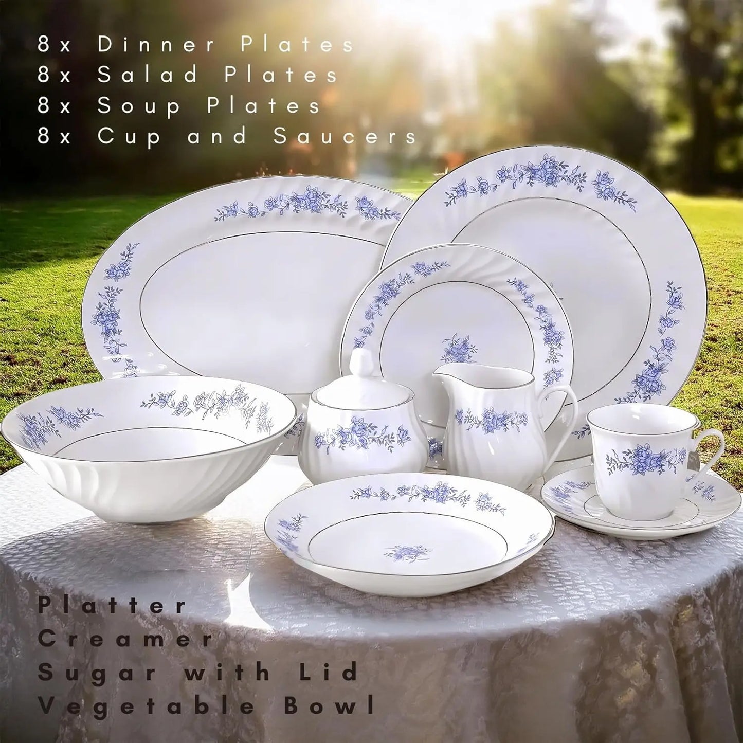 Royal Rose Floral 45-Piece Dinnerware Set