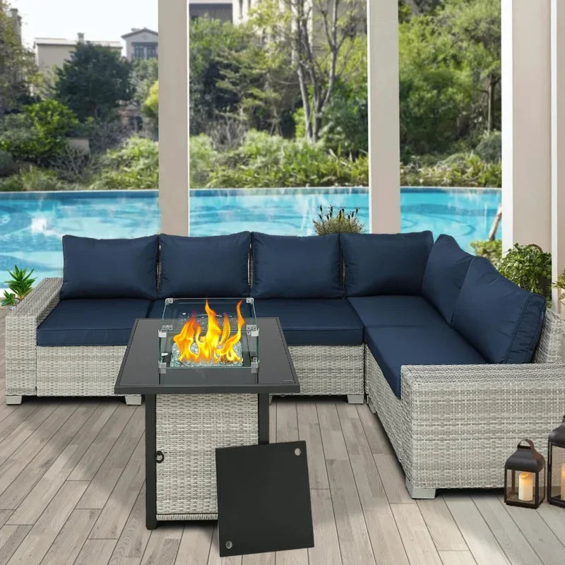 Wicker Rattan Sectional Sofa Patio Sets