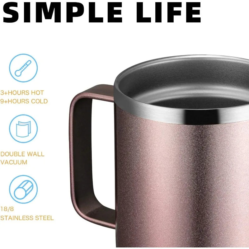 12oz Stainless Steel Insulated Coffee Mug With Handle