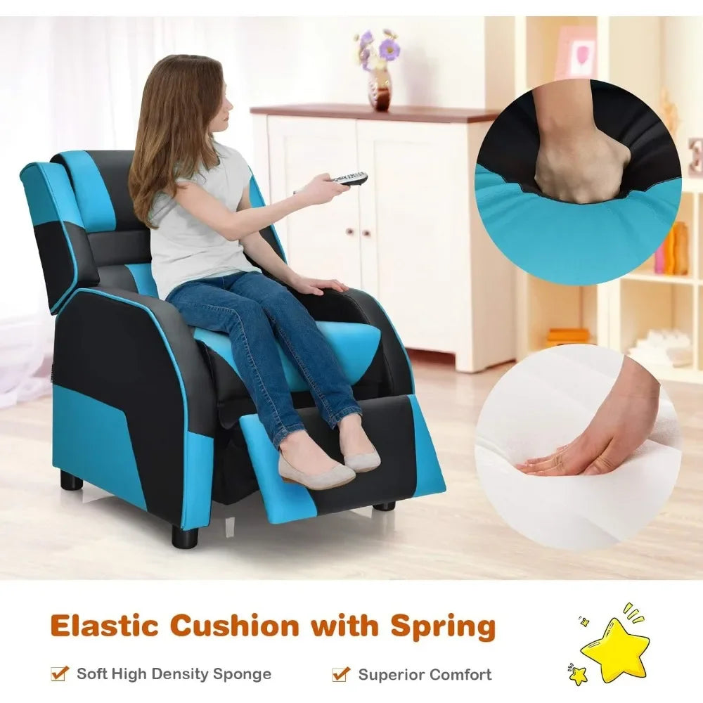 Kids/Youth Gaming Recliner Chair, Racing Style Game Sofa with Headrest and Lumbar Support