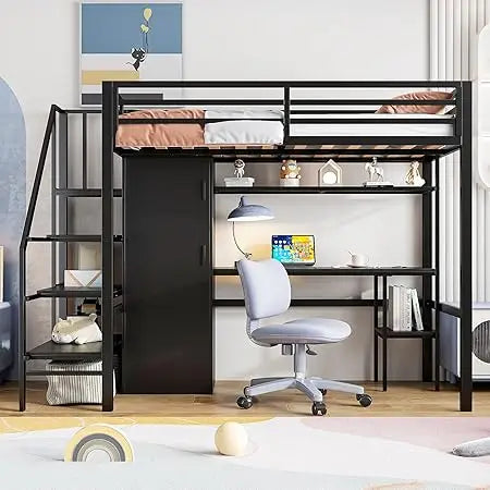 Bellemave Full Size loft Bed with Desk