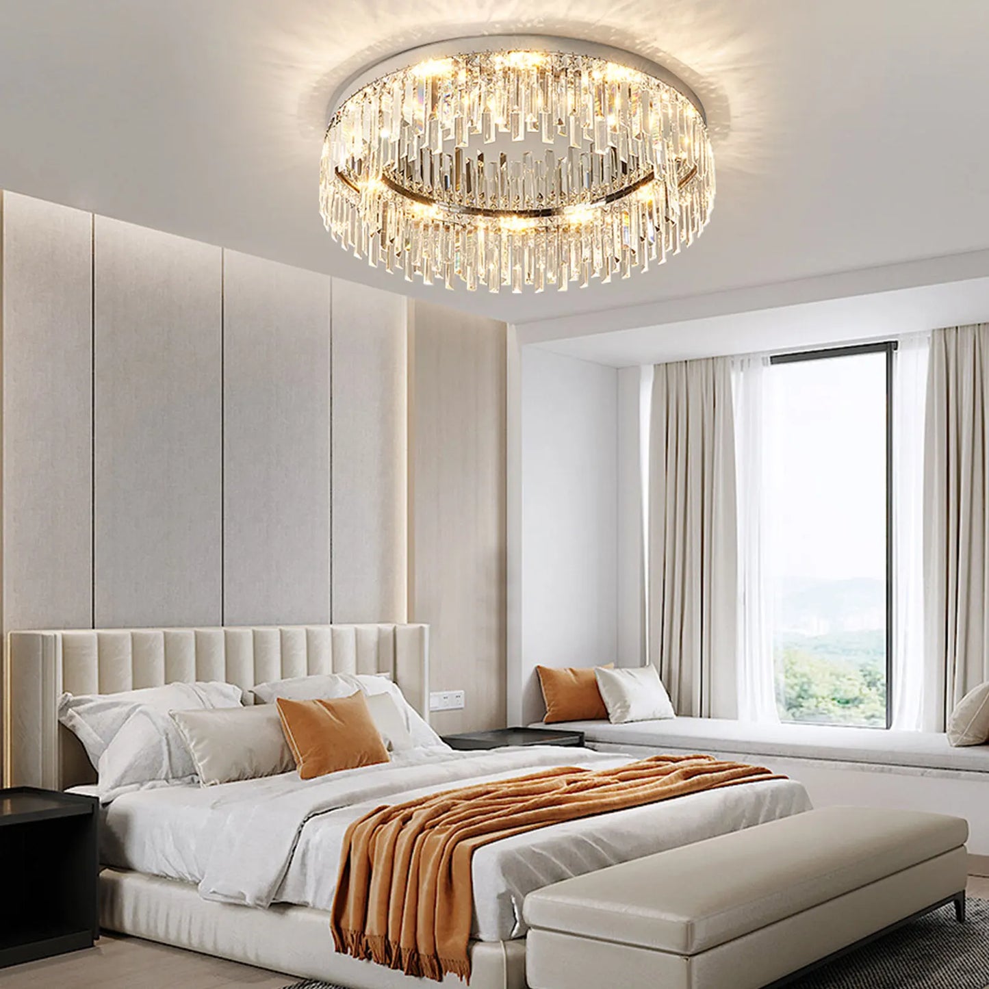 23.6inch Round Crystal Indoor Ceiling Lamp