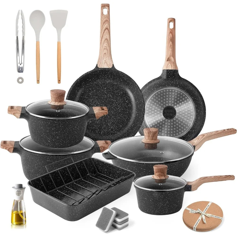 Ceramic Marble Stone Nonstick Cookware Set