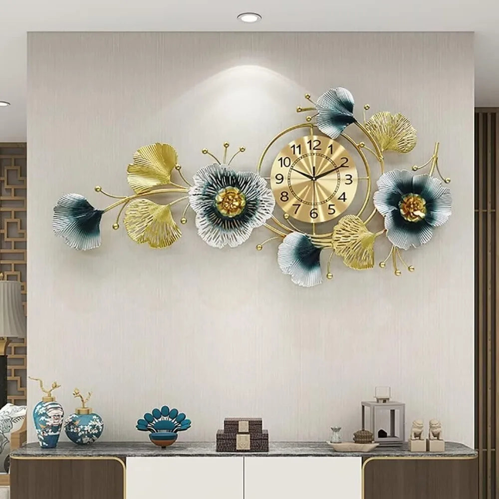 Large Luxury Ginkgo Quartz Decorative Wall Clock