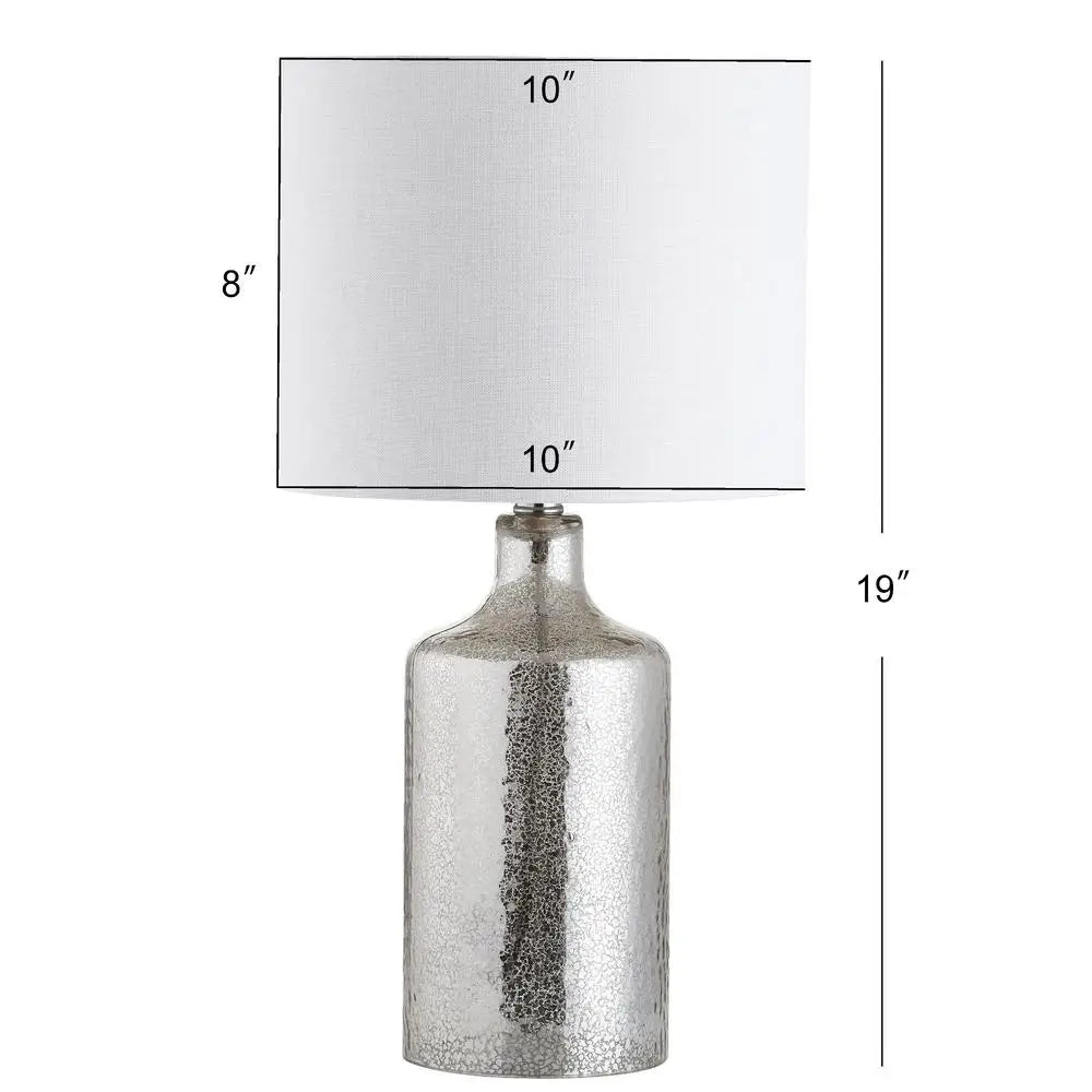 19in H Rustic Silver/Ivory Chic Glass Design LED Touch Sensor Table Lamp