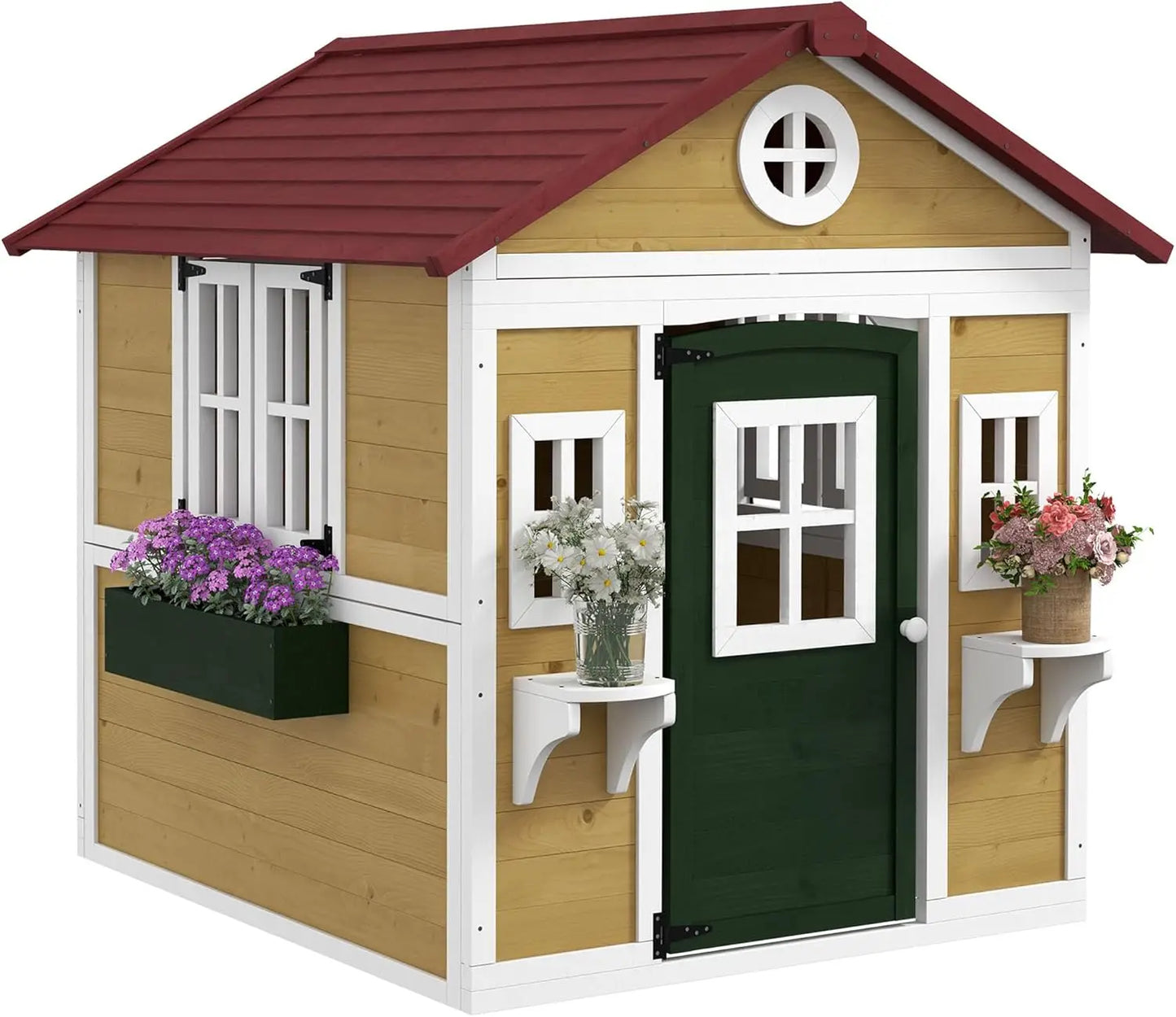 Cozy Cottage Outdoor Playhouse for Kids 3-8 Years,