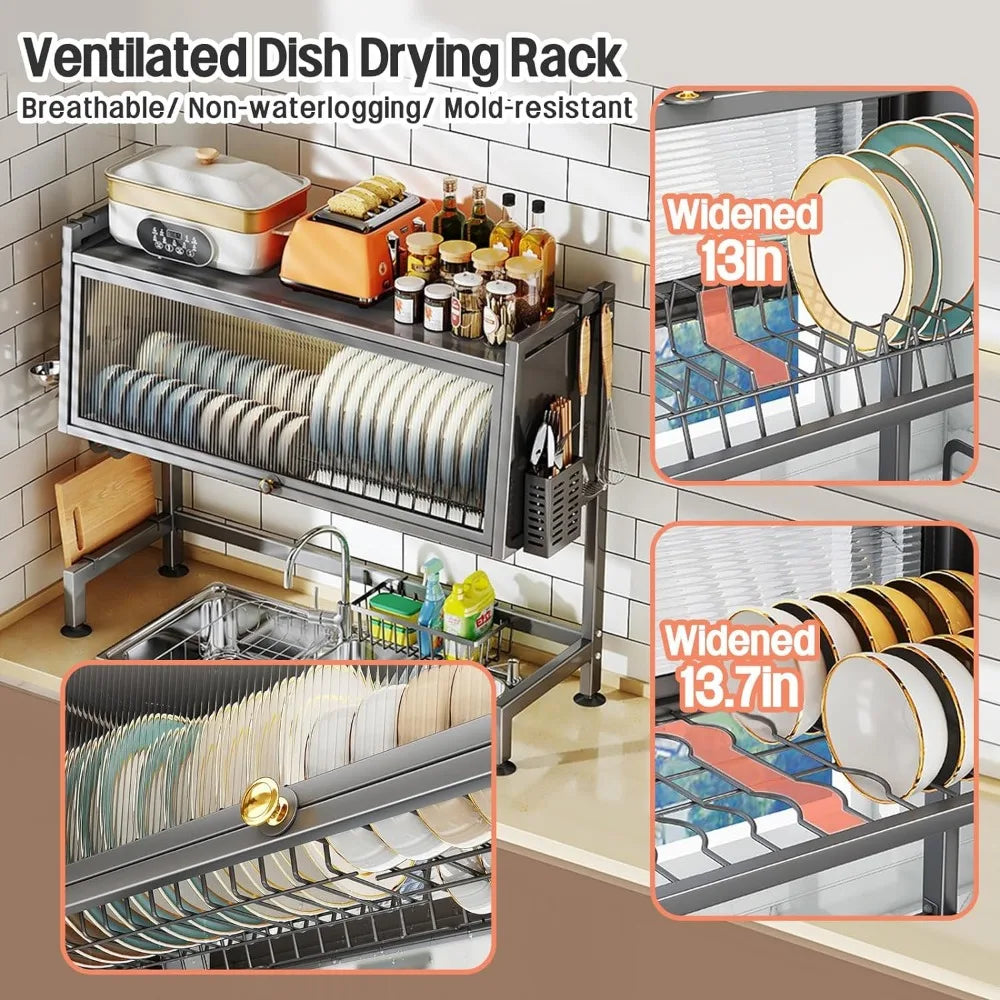 3 Tier Adjustable Over The Sink Dish Drying Rack