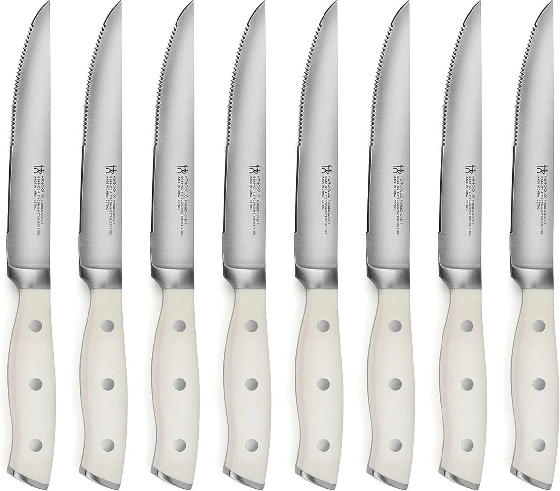 Henckels Forged Accent 20 Piece Self Sharpening Knife Block Set with Off-White Handles