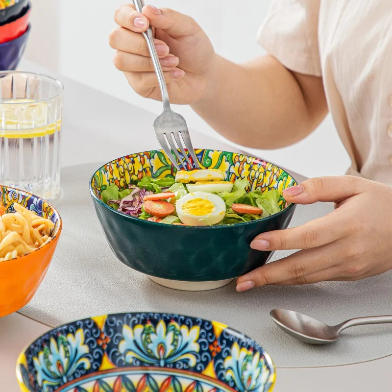 12/16/24 Piece Malacasa Bohemia Retro Ceramic Dinnerware Set