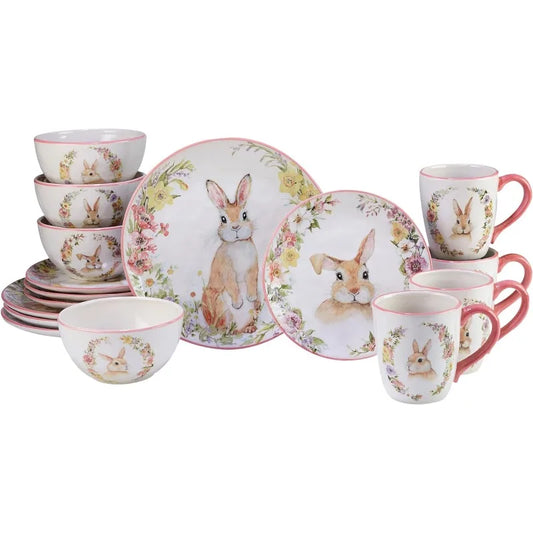 Easter Garden 16 pc Dinnerware Set, Service for 4