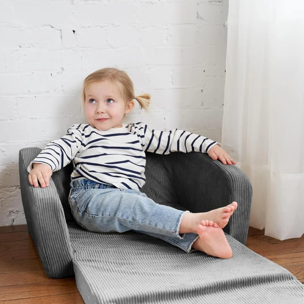 Comfy Kids Chair for Toddler - Stylish 2 in 1 Lounger