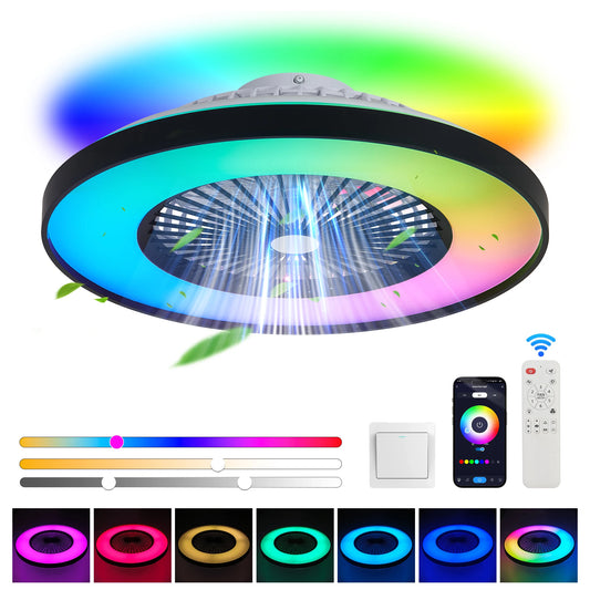 Black and White Modern Smart LED Ceiling Fan
