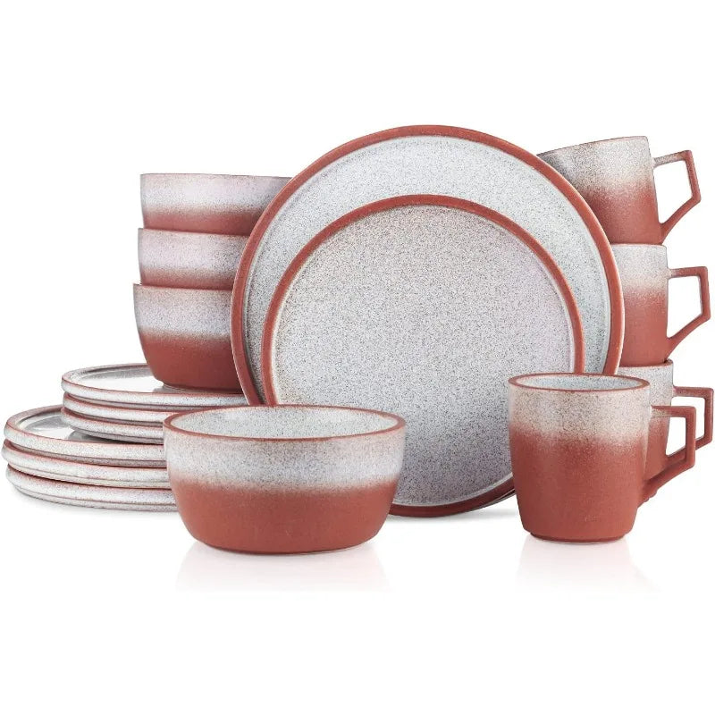 Tom Stoneware Reactive Glaze Dinnerware Set, 16/32 piece