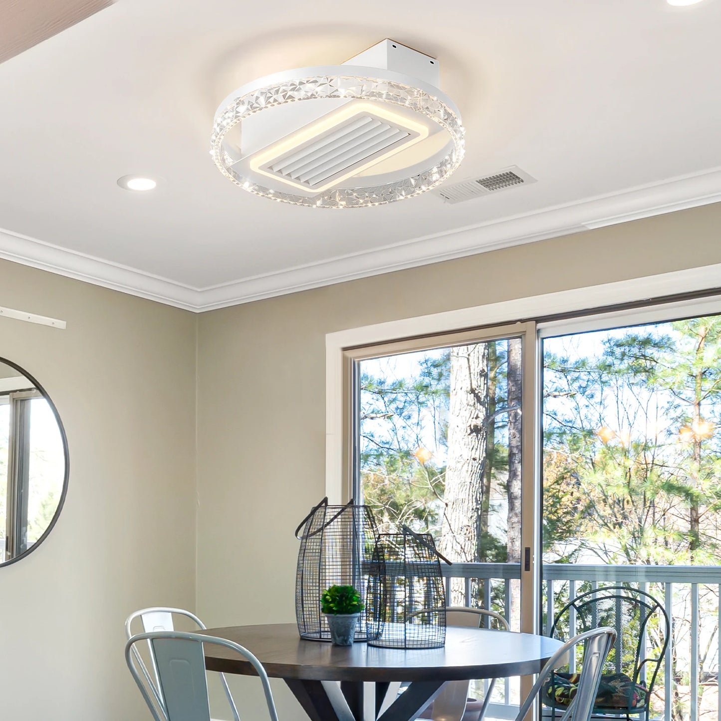 19.7" Modern Crystal LED 2-in-1 Ceiling Fan Light