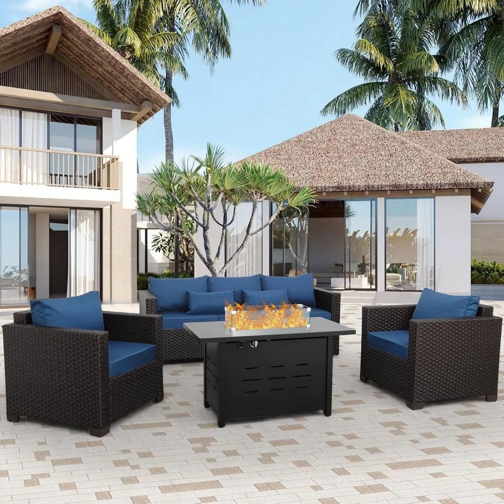 4 Piece Patio Set w/45 Inch Fire Pit Table