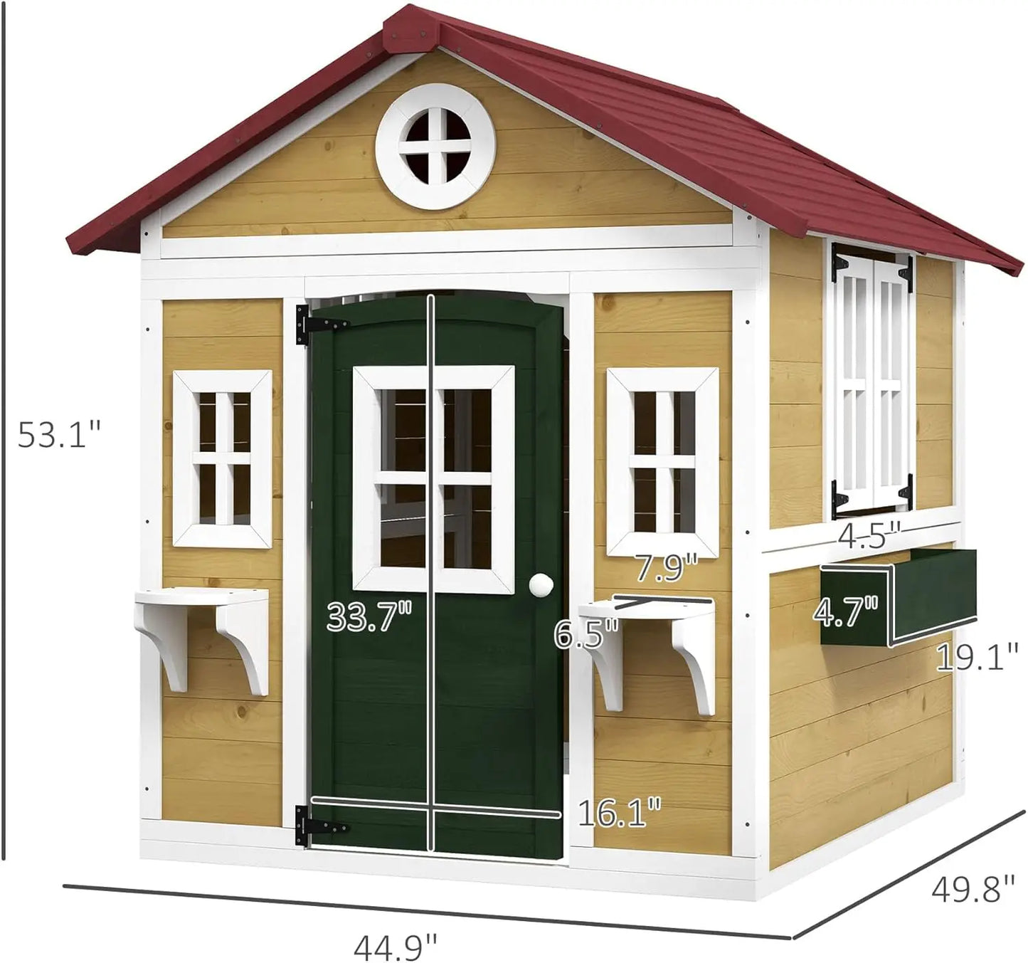 Cozy Cottage Outdoor Playhouse for Kids 3-8 Years,