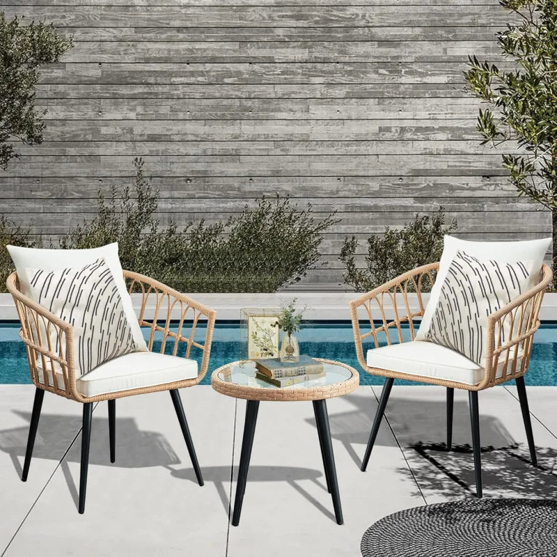 3 Piece Wicker Patio Bistro Set