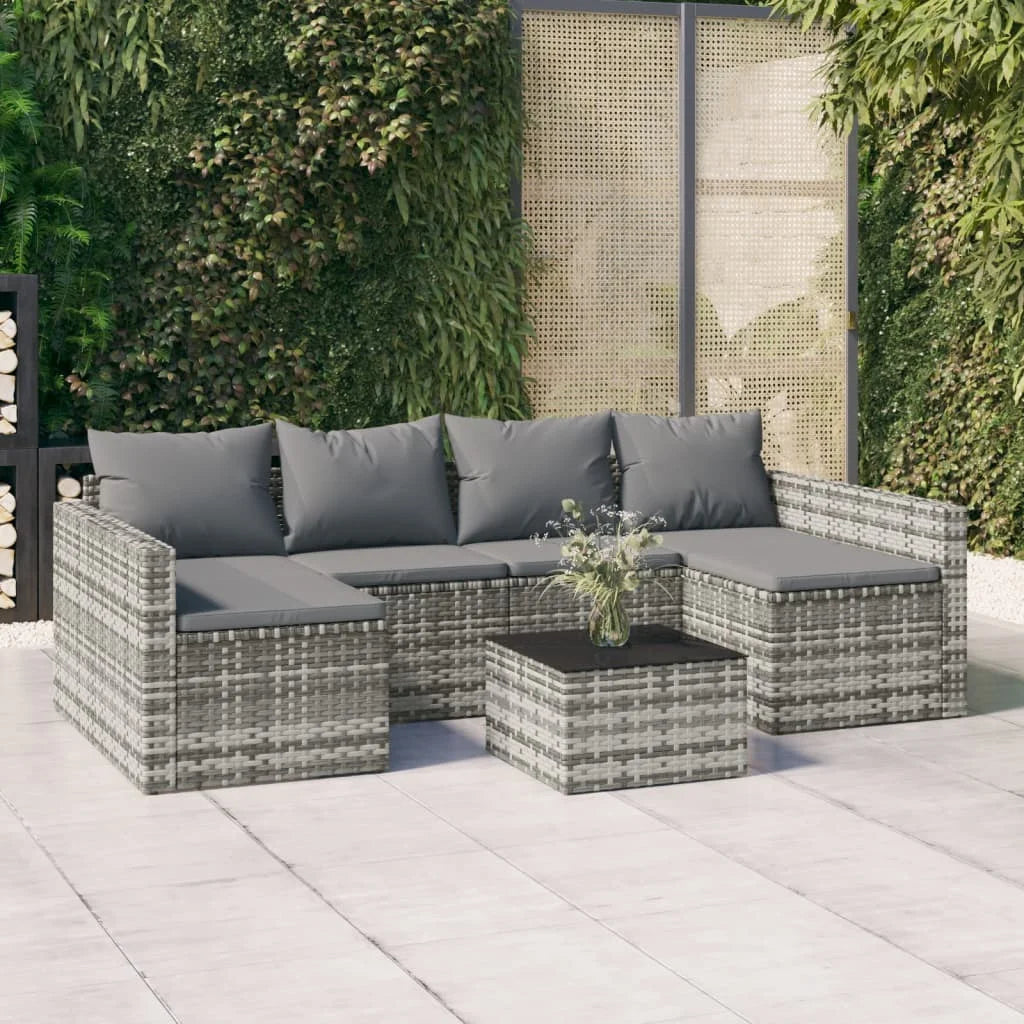 2 piece garden furniture with gray woven resin pad