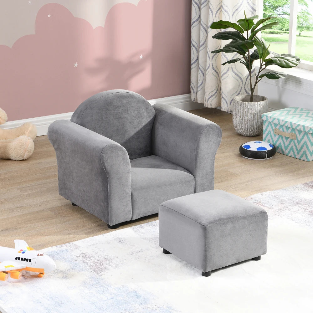 Kids' Upholstered Chair with ottoman