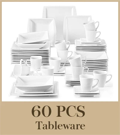 30/60PCS Marble Grey Porcelain Dinnerware Set