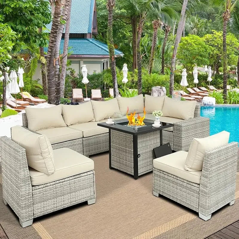 Wicker Rattan Sectional Sofa Patio Sets