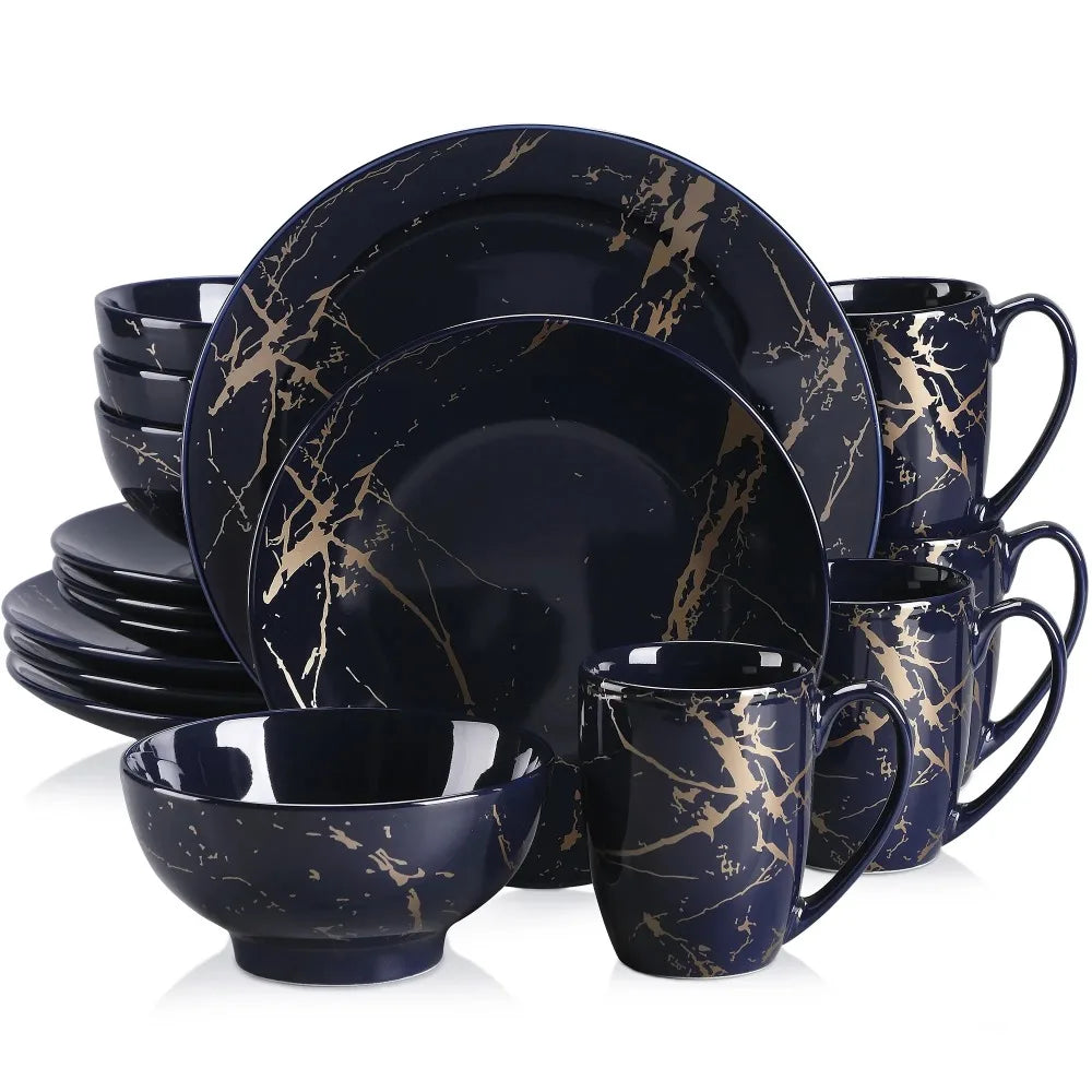 16 Piece Gold Splash Ceramic Tableware Set