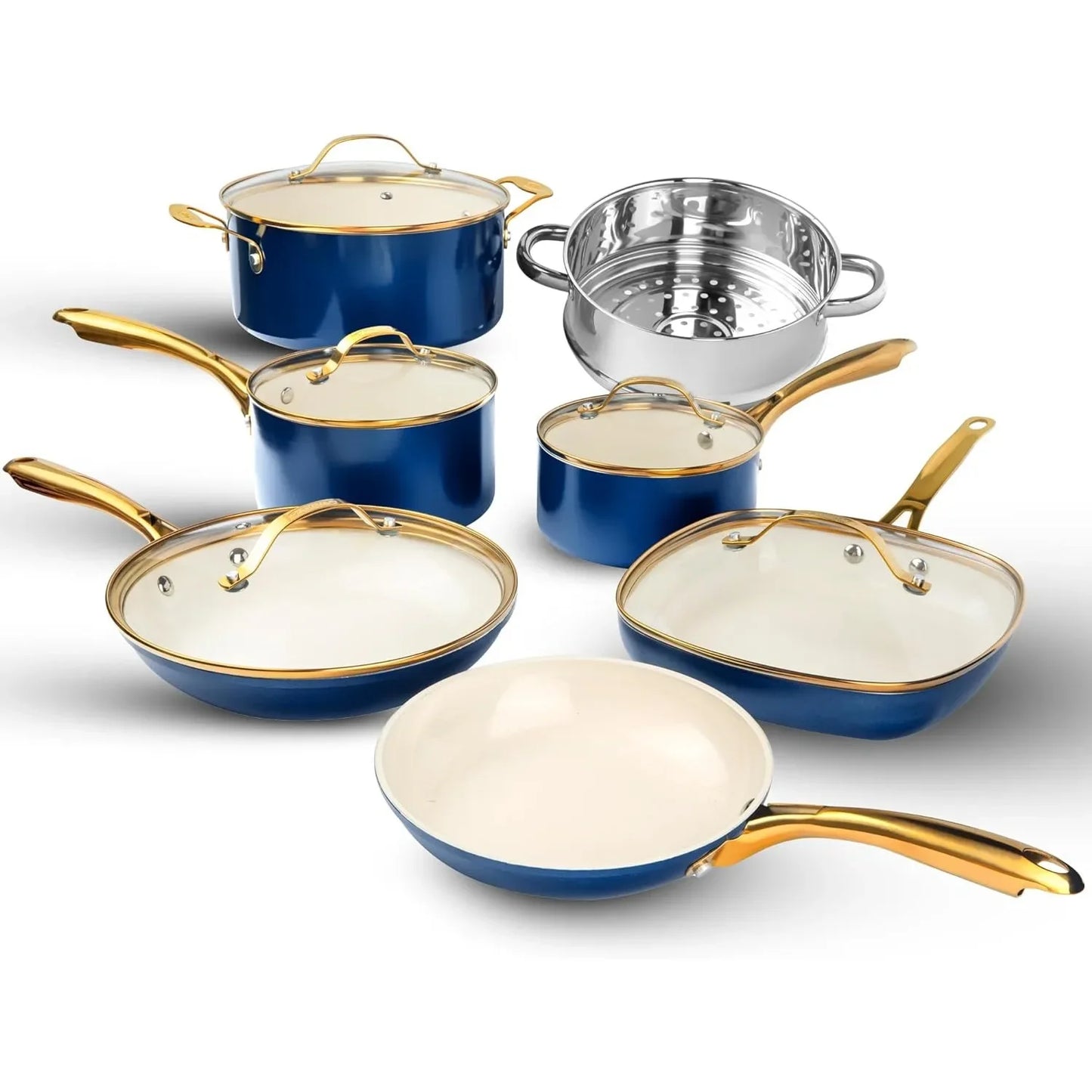 12 Pc Ceramic, Non Stick, Kitchen Cookware Set