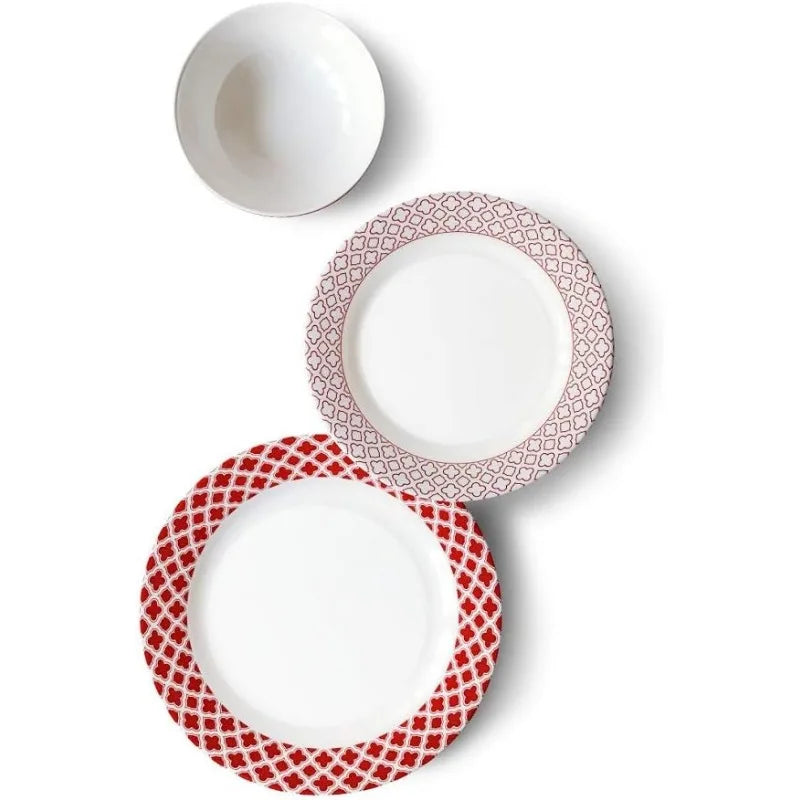 12-Piece Melamine Dinnerware Set - Service for 4, BPA free and dishwasher safe