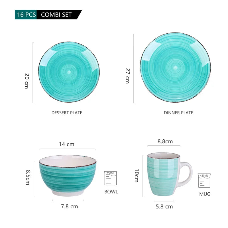 Vintage 16Pcs Porcelain Dinnerware Set