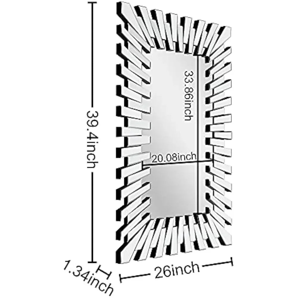 3D Silver Starburst Decorative Accent Mirror